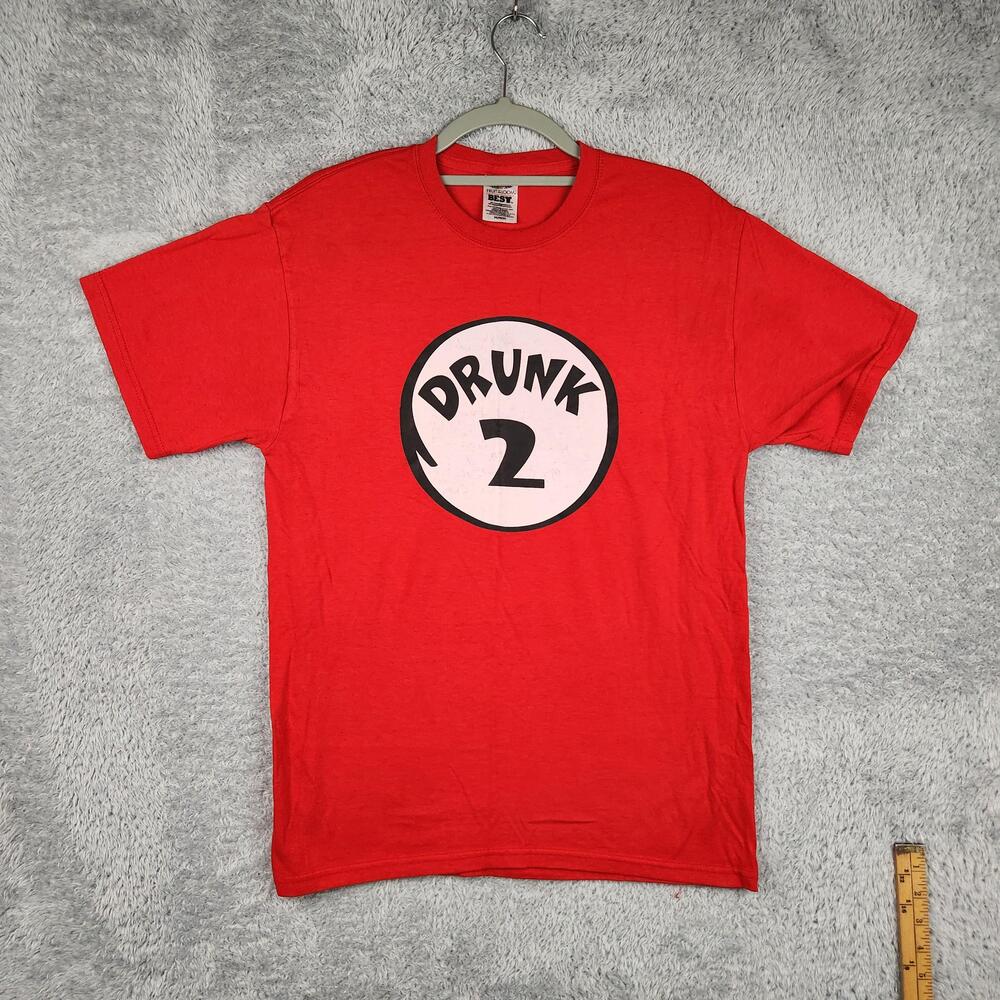 Vintage Drunk 2 Shirt Mens Medium Red Funny Drinking Graphic Humor Party Tee Y2k
